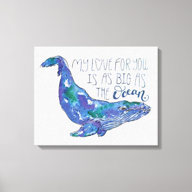 Toile Aquarelle - Amour aussi grand que l'océan (Recto)
