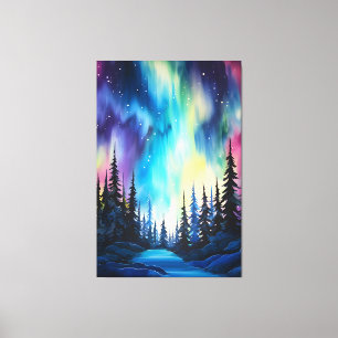 Toile Aquarelle aurore boréale aurore boréale