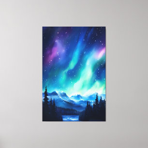 Toile Aquarelle Aurores boréales aurore boréale