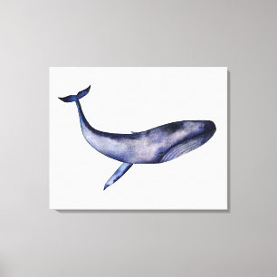 Toile Aquarelle Baleine bleue