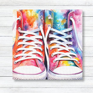 Toile Aquarelle Basket arc-en-ciel