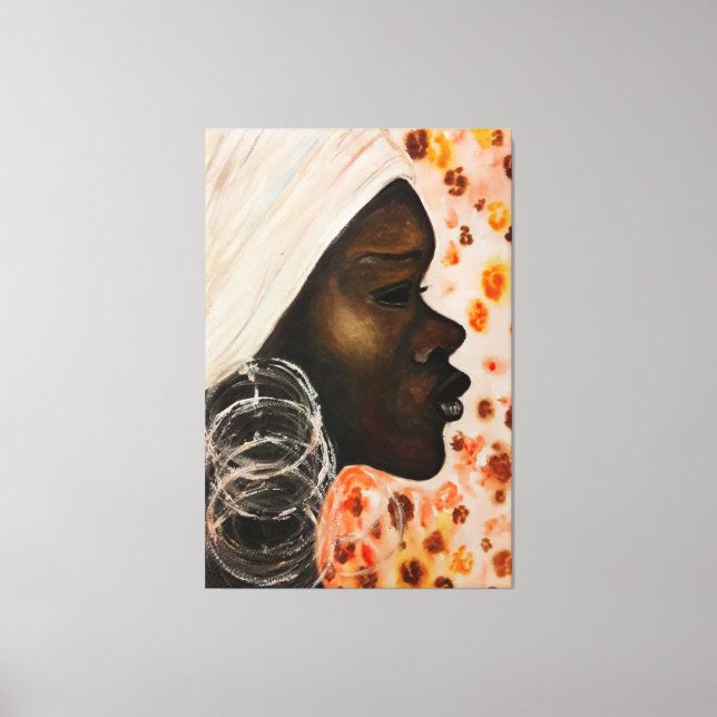 Toile Aquarelle - Beauté africaine - Peinture Art Modern (Recto)