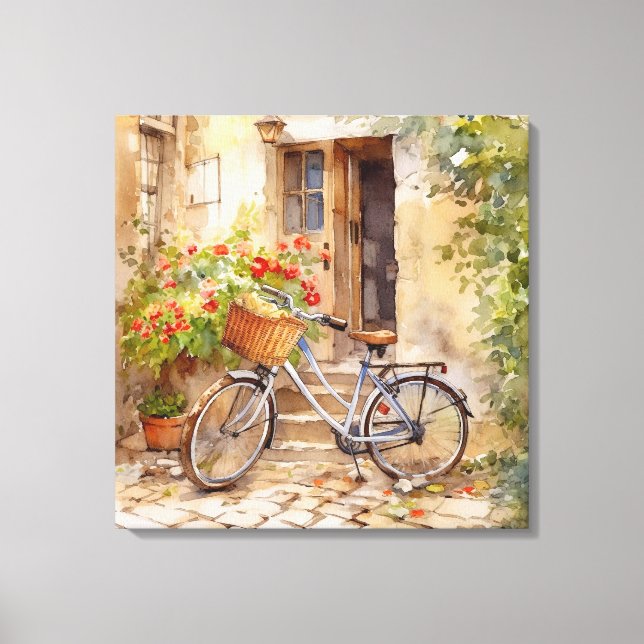 Toile Aquarelle Bicyclette Art (Recto)