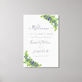 Toile aquarelle bleuets Affiche de bienvenue botanique b
