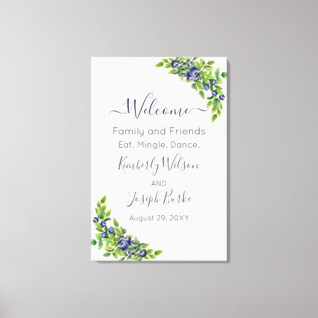 Toile aquarelle bleuets Affiche de bienvenue botanique b (Recto)