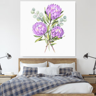 Toile Aquarelle botanique de protée lavande