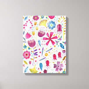 Toile Aquarelle Botanique Fleur sauvage Peinture de haie