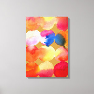 Toile Aquarelle cercle motif art abstrait couleur chaude
