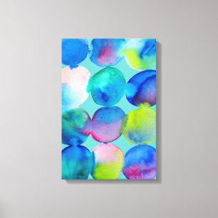 Toile Aquarelle cercle motif art abstrait couleur cool
