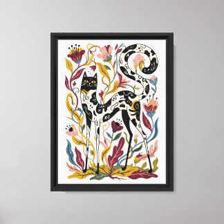 Toile Aquarelle chat & fleur