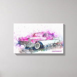 Toile Aquarelle Chevrolet Vintage