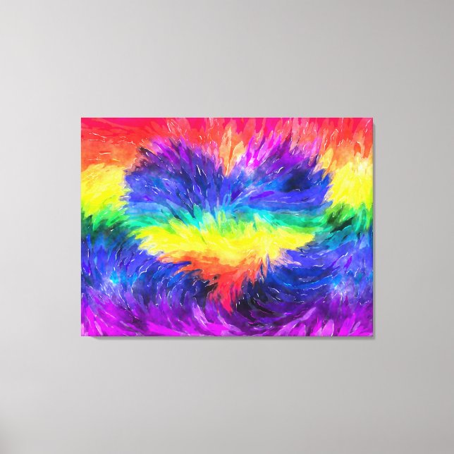Toile Aquarelle 'Coeur arc-en-ciel' Effet Art Abstrait (Recto)