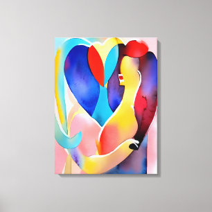 Toile Aquarelle Coeur de l'amour Art