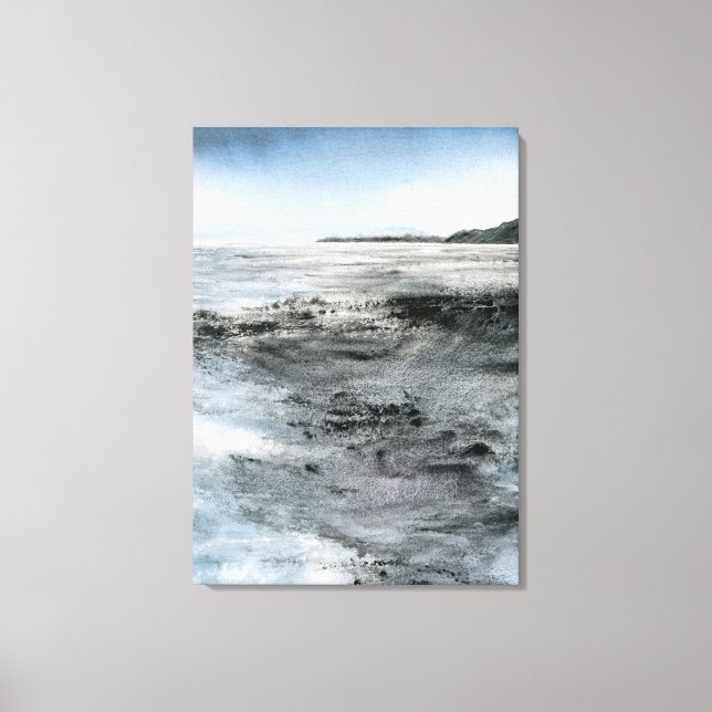 Toile Aquarelle Côte Abstraite Rocky Beach Peinture (Recto)