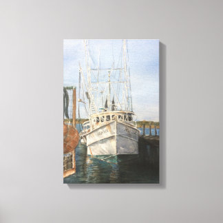 Toile Aquarelle crevette Bateau Côtier Pêche Canvas Art