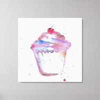 Aquarelle, cupcake scintillant en rose violet