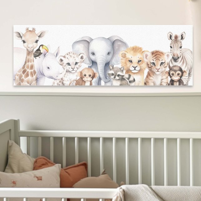 Toile Aquarelle Cute Safari Jungle Baby Animaux (Safari Jungle Animals, Nursery Wall Art Decor for Gender Neutral Nursery Decor)