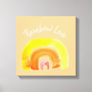 Toile Aquarelle d'amour arc-en-ciel orange