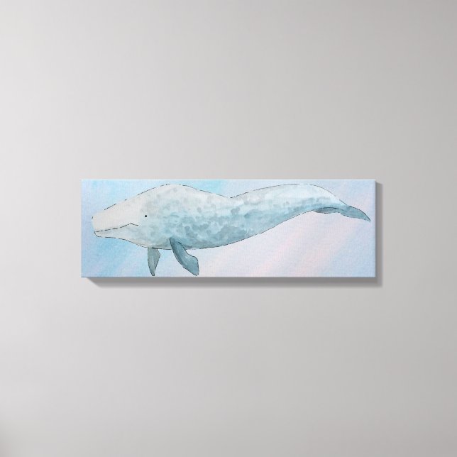 Toile Aquarelle d'animal artistique Baleine bleue (Recto)