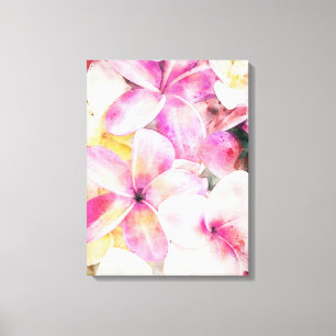 Toile Aquarelle de fleur de plumeria tropicale hawaïenn