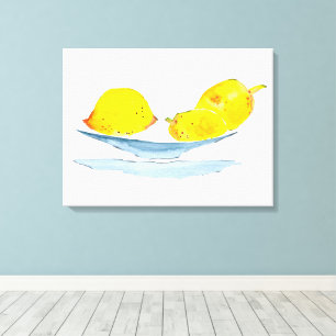 Toile Aquarelle de fruit jaune citron