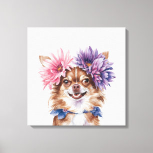 Toile Aquarelle de la couronne de fleurs de Charming Chi
