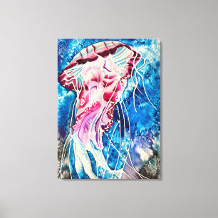 Toile Aquarelle de méduse art océanique