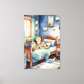 Toile aquarelle des adorables bêtes crèches crèche art