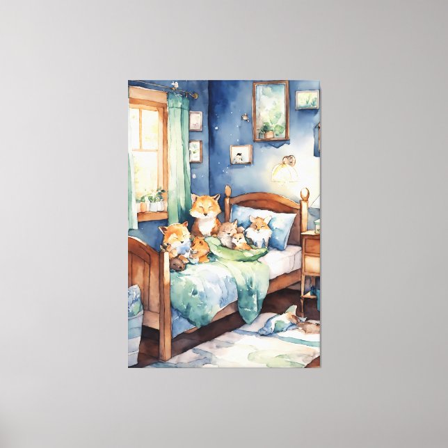 Toile aquarelle des adorables bêtes crèches crèche art (Recto)