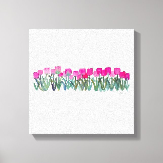 Toile Aquarelle du printemps Tulipes roses Poster en toi (Recto)
