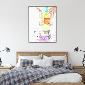 Toile Aquarelle facile et dessin à l'encre d'un magasin