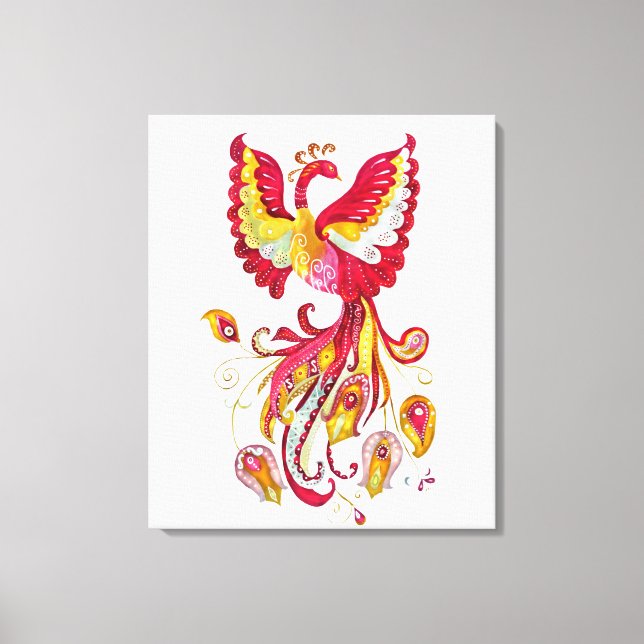 Toile Aquarelle Firebird ou Phoenix Imaginaire Créature (Recto)