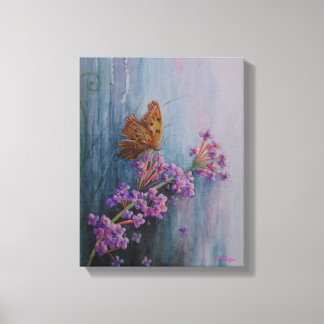 Toile Aquarelle Fleur et Papillon