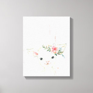 Toile Aquarelle Fleurie Agneau Bébé