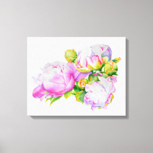 Toile Aquarelle florale classique et élégante de pivoine