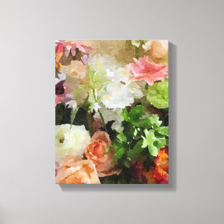 Toile Aquarelle florale en Peach & Green