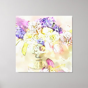 Toile *~ Aquarelle Florale Fleurs de vie morte AP56