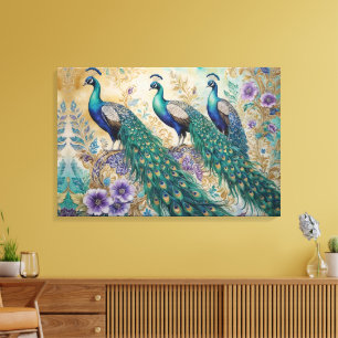 Toile Aquarelle florale Paisley Peacock