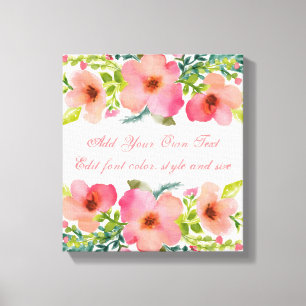 Toile Aquarelle florale personnalisée mignonne
