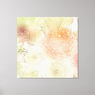 Toile *~ Aquarelle Flore douce AP10 Fleurs éthérées