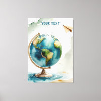 Aquarelle Globe Art - Où que vous alliez