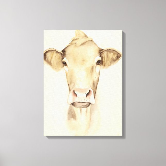 Toile Aquarelle Grange Animaux | Vache (Recto)