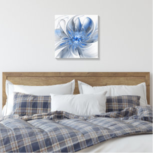 Toile Aquarelle gris bleu Abstrait Fractal Art Flower