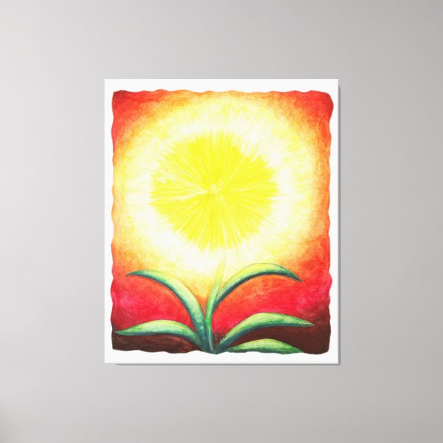 Toile aquarelle imaginaire jaune fleur brillant (Recto)
