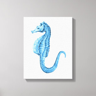 Toile Aquarelle marine côtière bleu marine