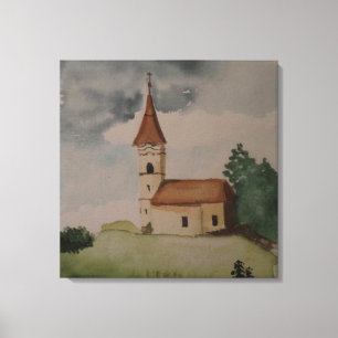 Toile Aquarelle médiévale de l'église anglaise