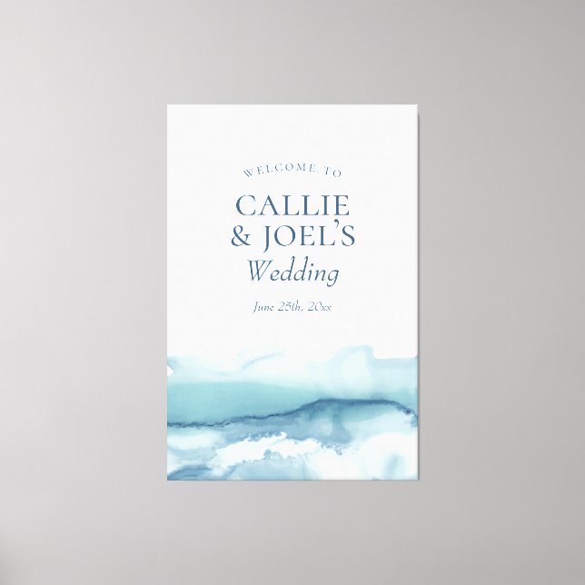Toile Aquarelle moderne Affiche de bienvenue Mariage Océ (Recto)