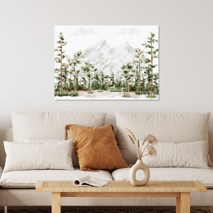 Toile Aquarelle Montagne et forêt