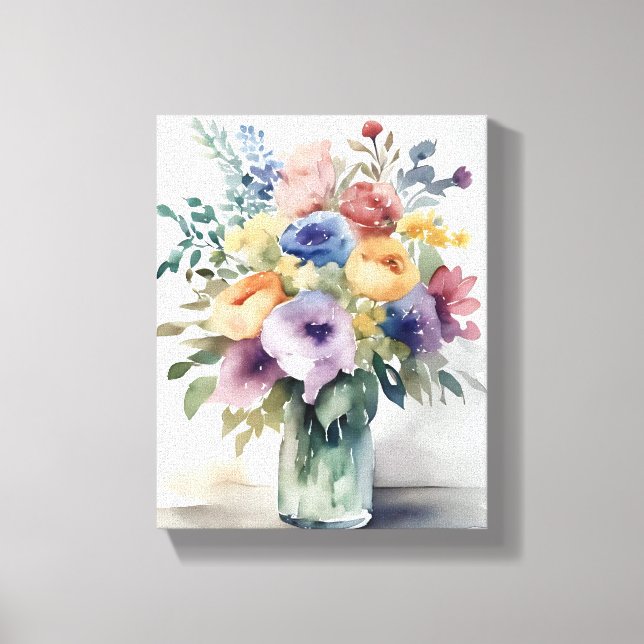 Toile Aquarelle peinture florale Bouquet (Recto)