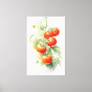 Toile Aquarelle Plante de tomates harmonieuse